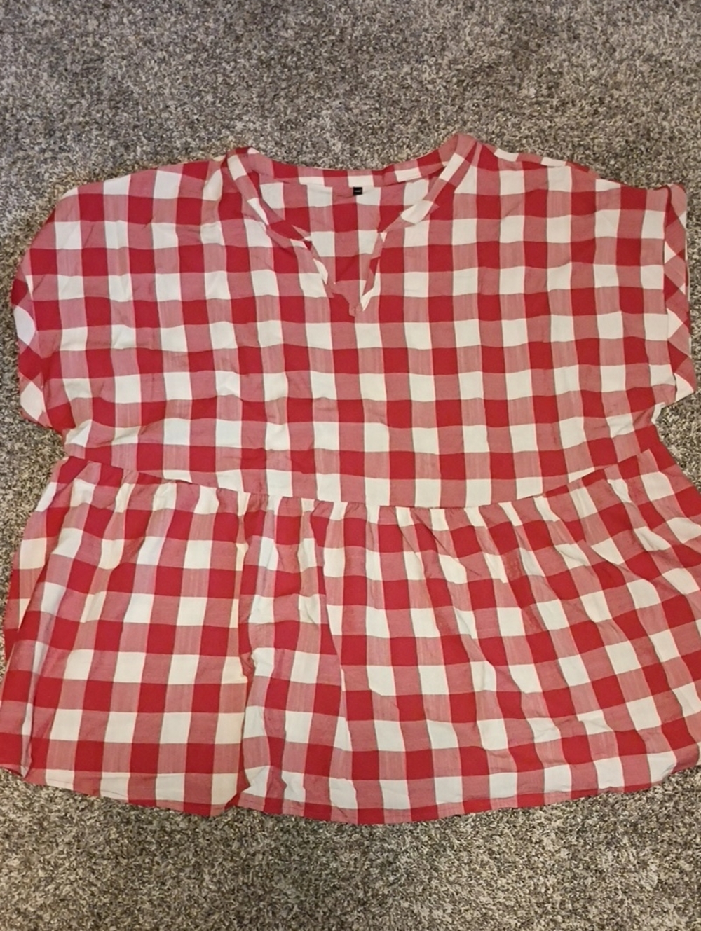 Target Red and White Gingham Peplum Blouse- New No Tag
